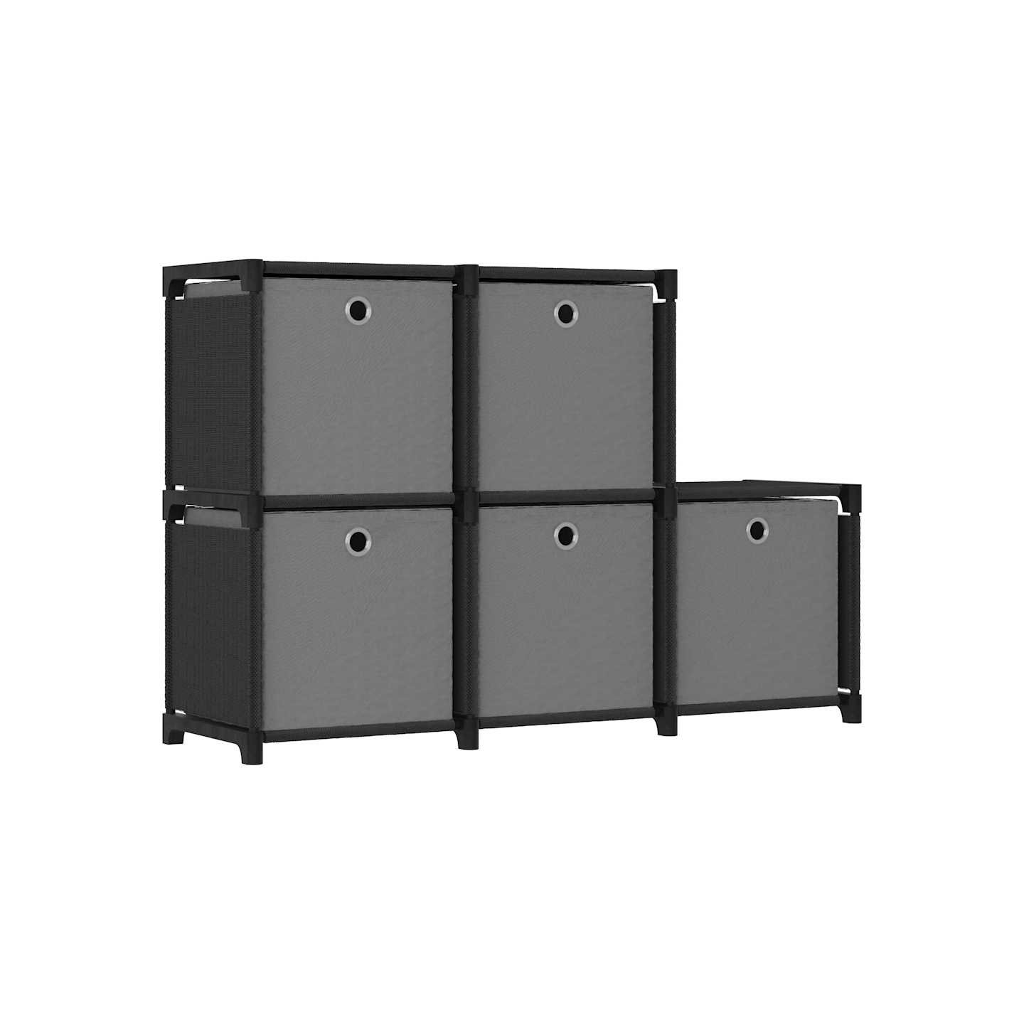 Étagère d'affichage 5 cubes et boîtes Noir 103x30x72,5 cm Tissu