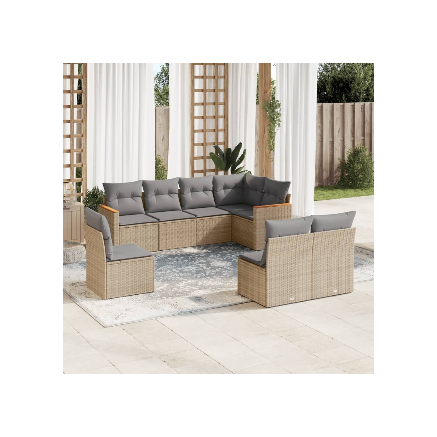 Salon de jardin avec coussins 8pcs mélange beige résine tressée
