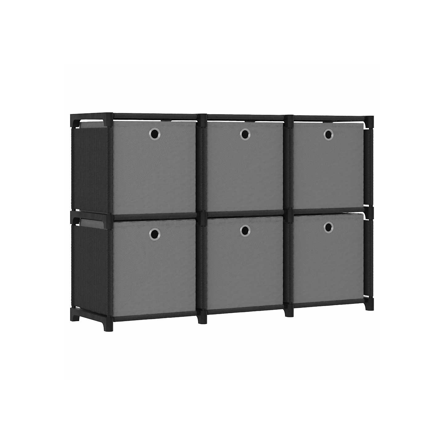 Étagère d'affichage 6 cubes et boîtes Noir 103x30x72,5 cm Tissu