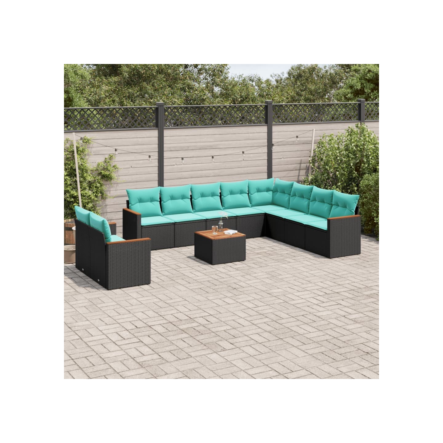 Ensemble de canapé de jardin 11 pcs avec coussins noir
