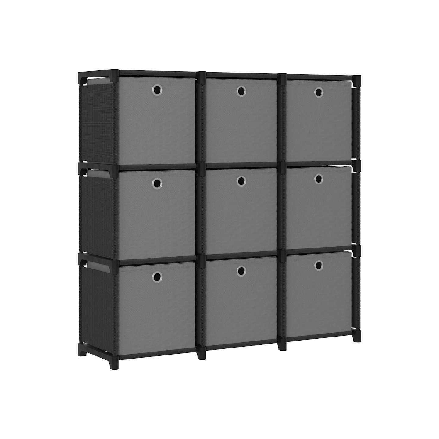 Étagère à 9 cubes avec boîtes Noir 103x30x107,5 cm Tissu
