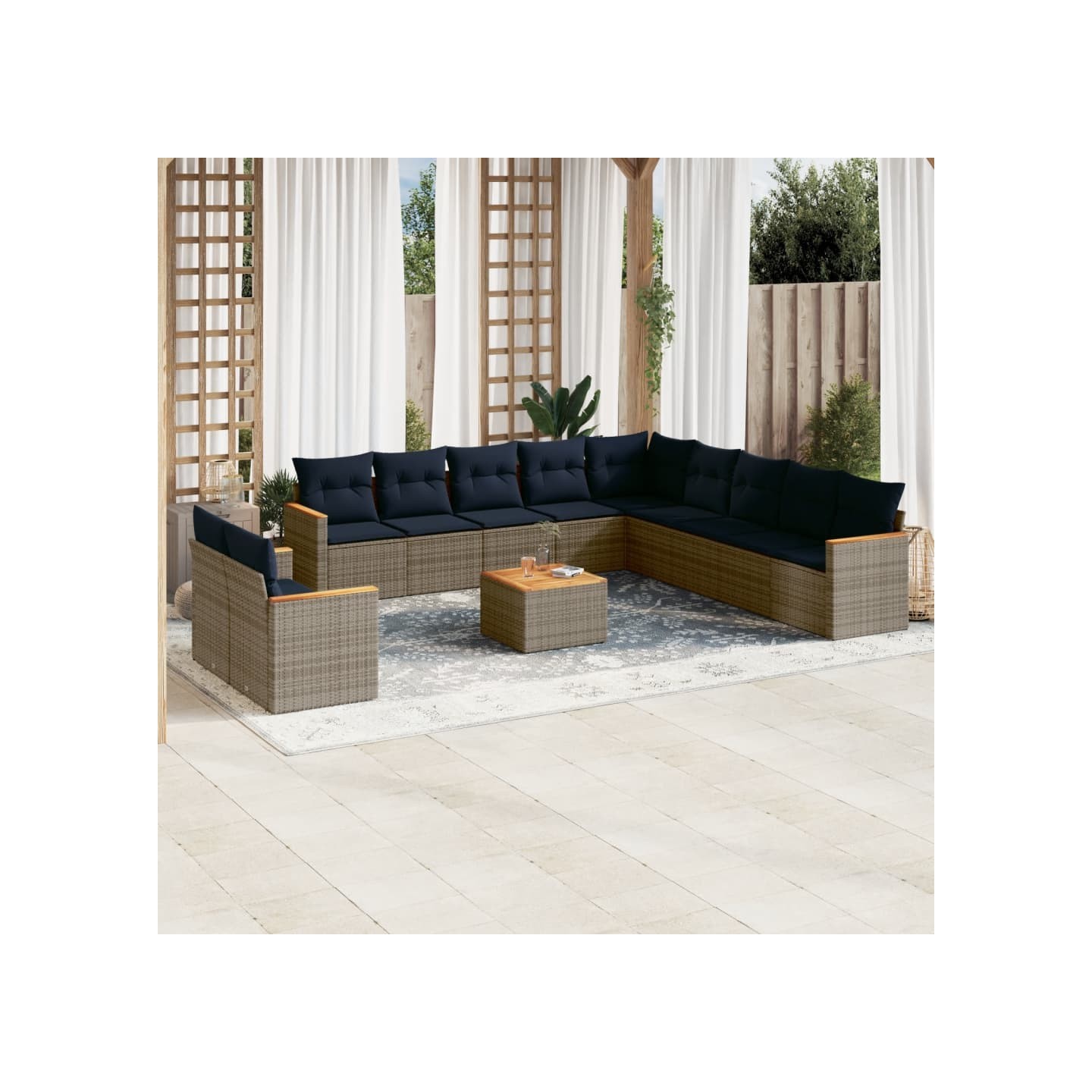 Ensemble de canapé de jardin 12 pcs avec coussins gris