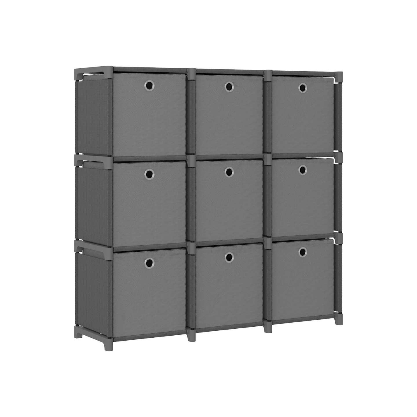 Étagère à 9 cubes avec boîtes Gris 103x30x107,5 cm Tissu