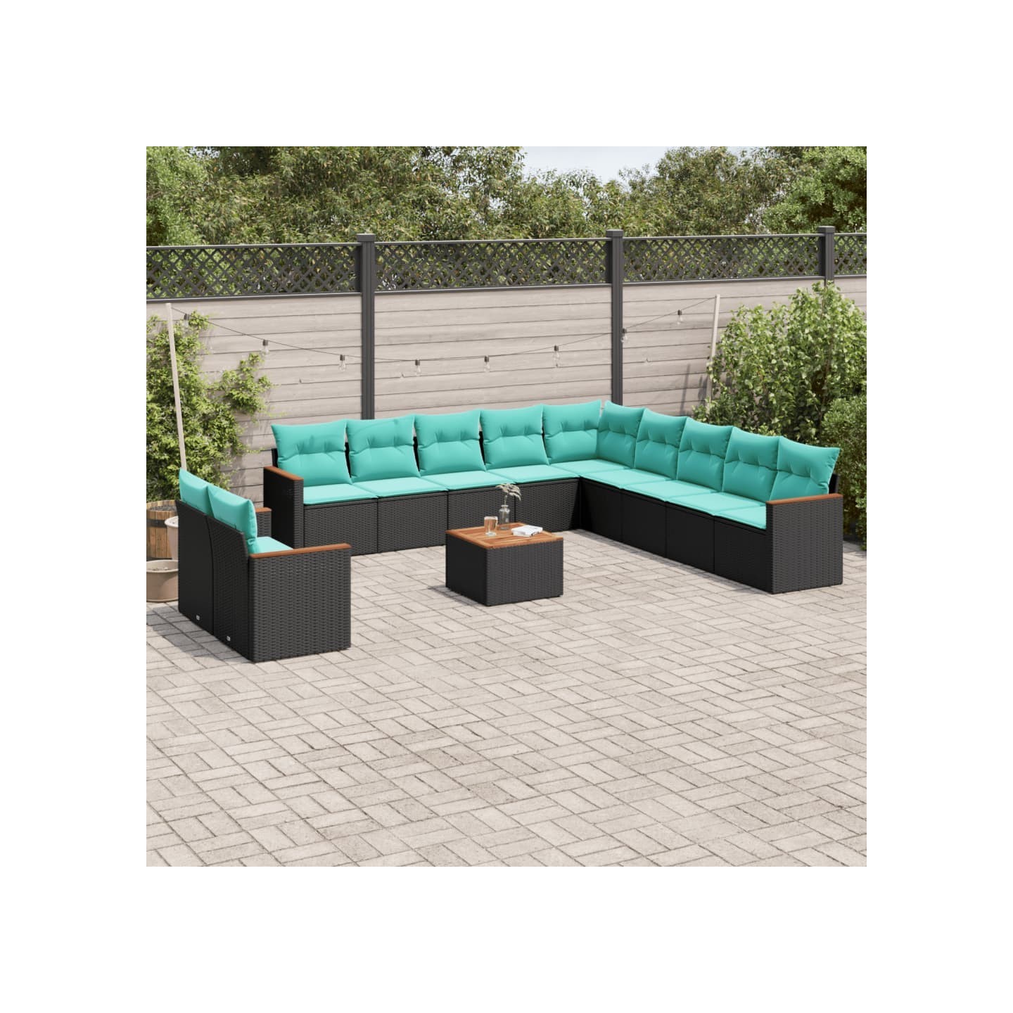 Ensemble de canapé de jardin 12 pcs avec coussins noir