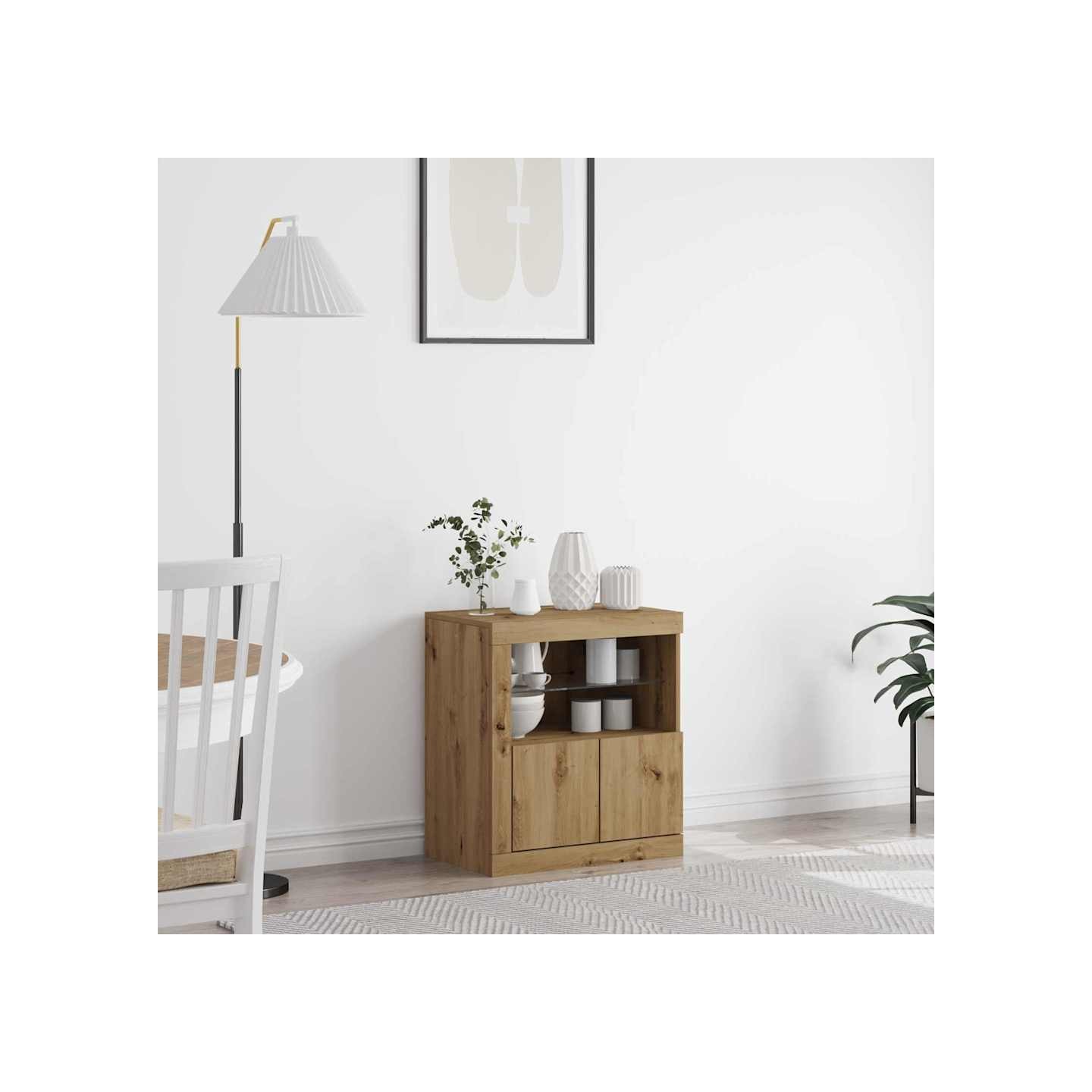 Buffet LED Marron 60,5 x 37 x 67 cm Bois d'ingénierie