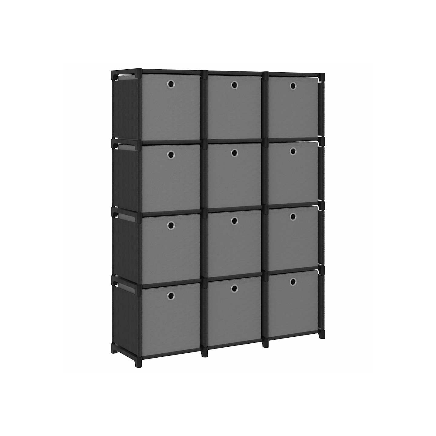 Étagère à 12 cubes avec boîtes Noir 103x30x141 cm Tissu