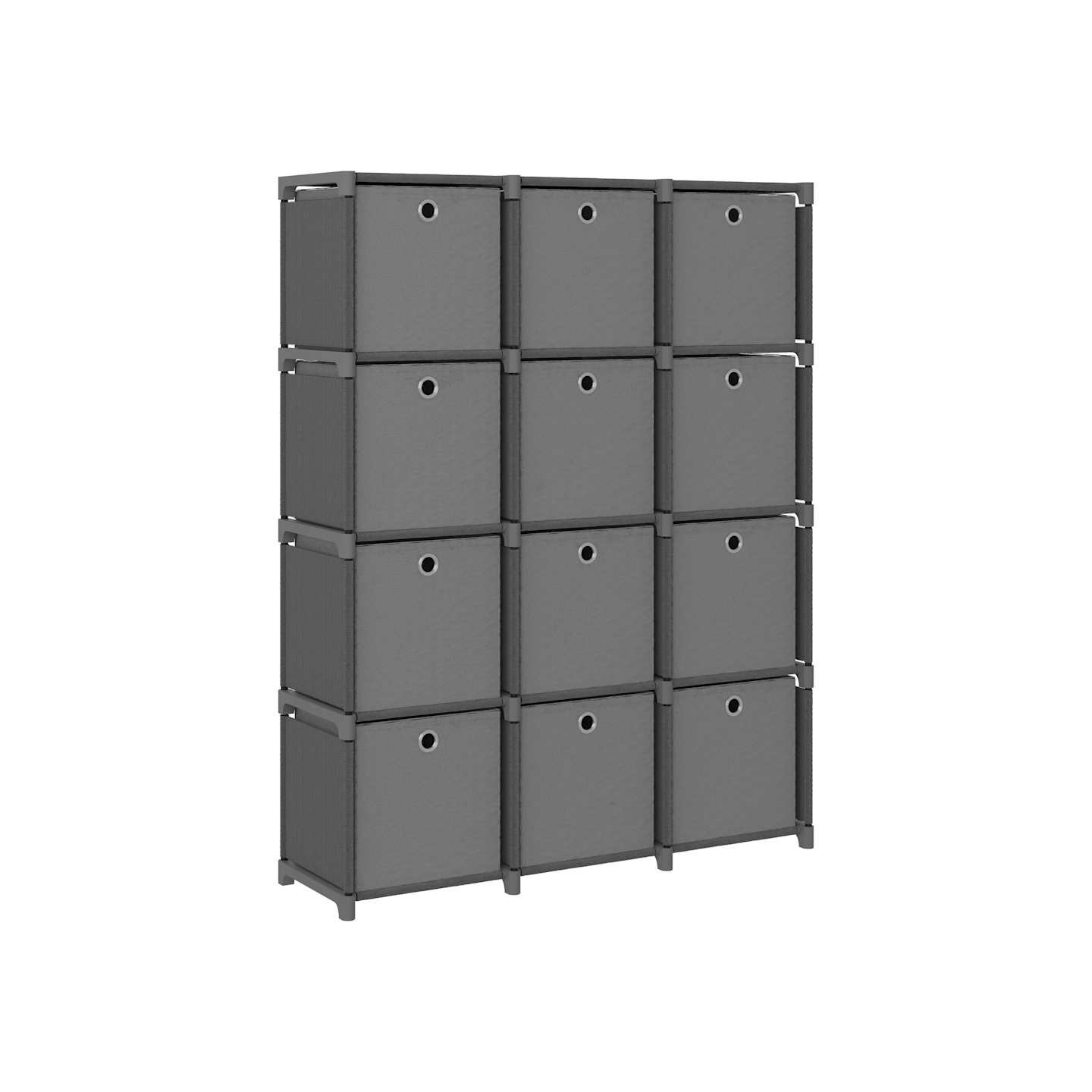 Étagère à 12 cubes avec boîtes Gris 103x30x141 cm Tissu