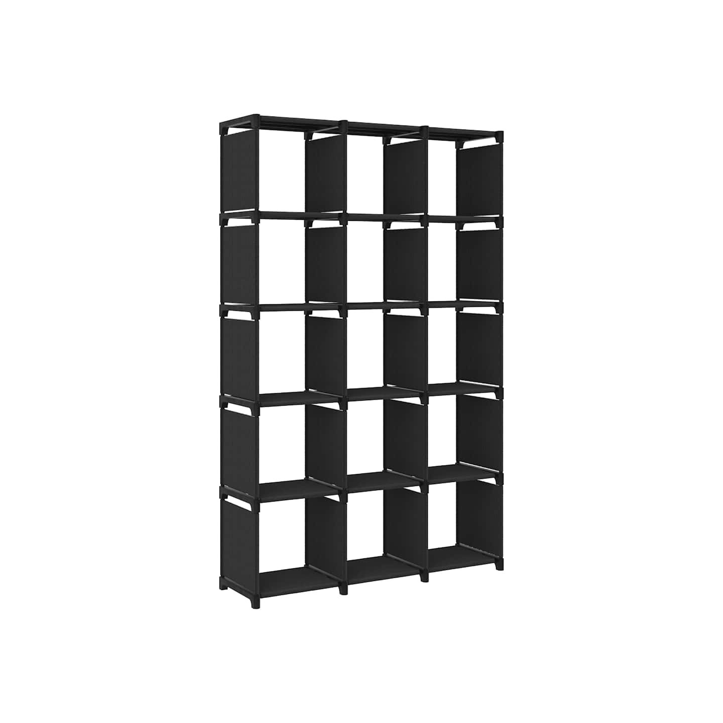 Étagère d'affichage 15 cubes Noir 103x30x175,5 cm Tissu