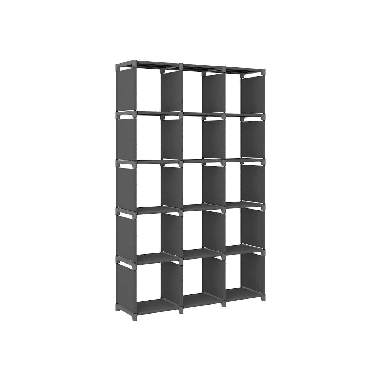 Étagère d'affichage 15 cubes Gris 103x30x175,5 cm Tissu