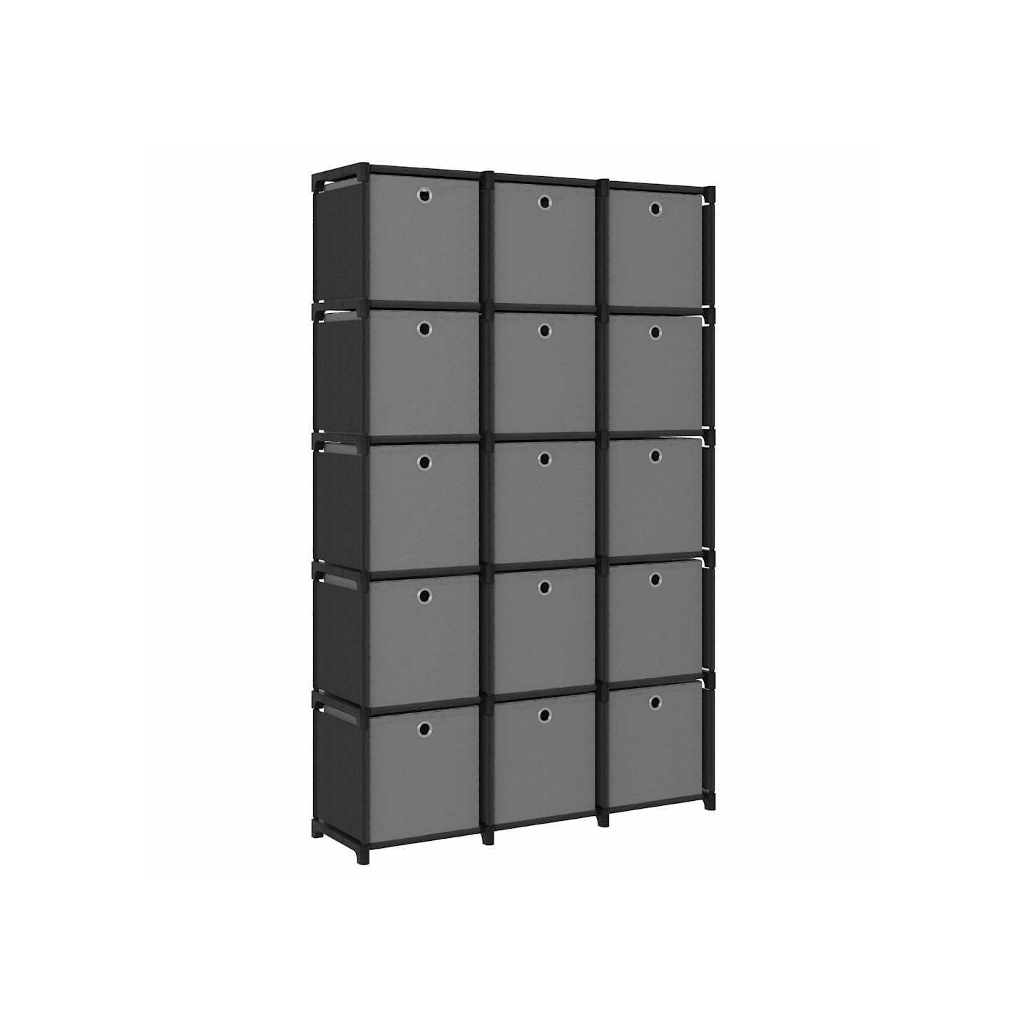 Étagère à 15 cubes avec boîtes Noir 103x30x175,5 cm Tissu