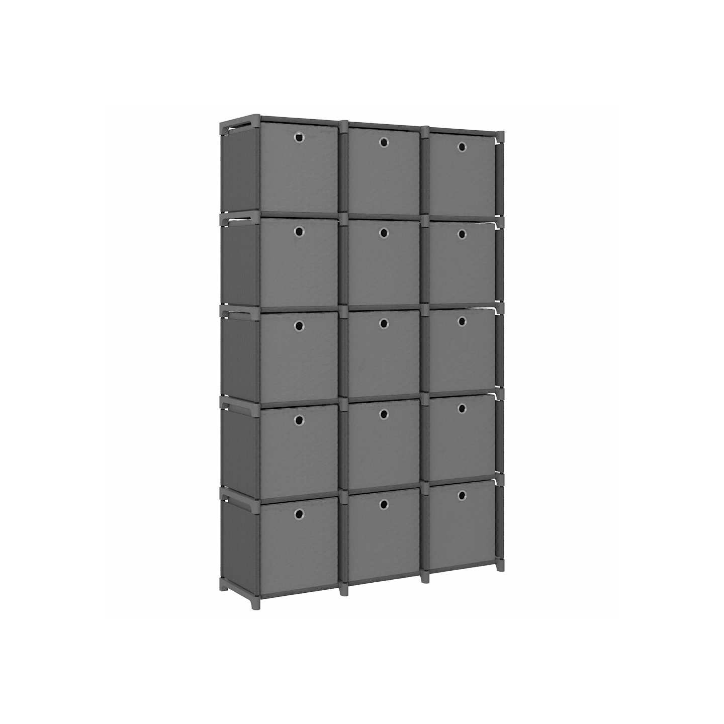 Étagère à 15 cubes avec boîtes Gris 103x30x175,5 cm Tissu