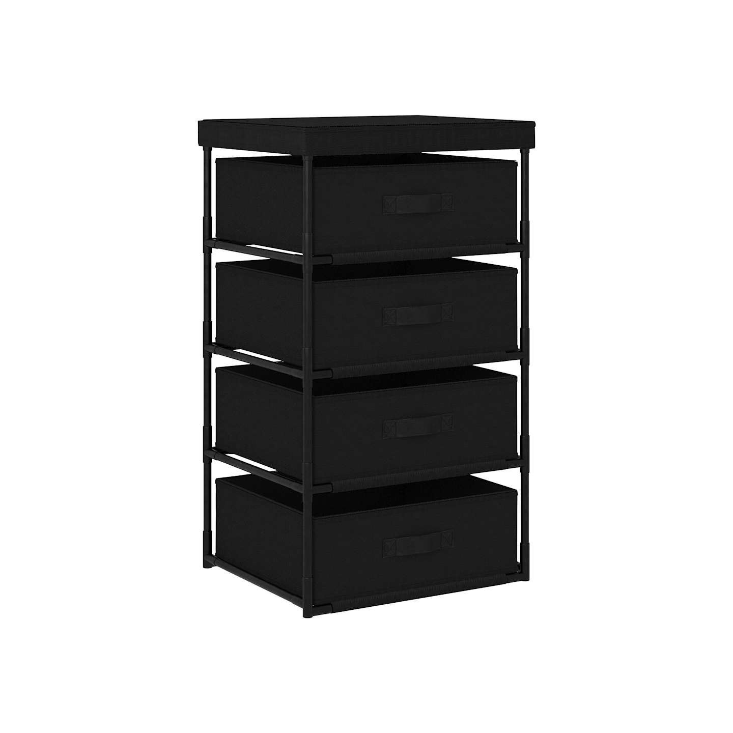 Étagère de rangement avec 4 paniers en tissu Acier Noir