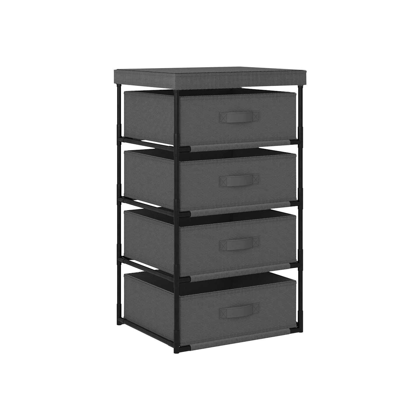 Étagère de rangement avec 4 paniers en tissu Acier Gris