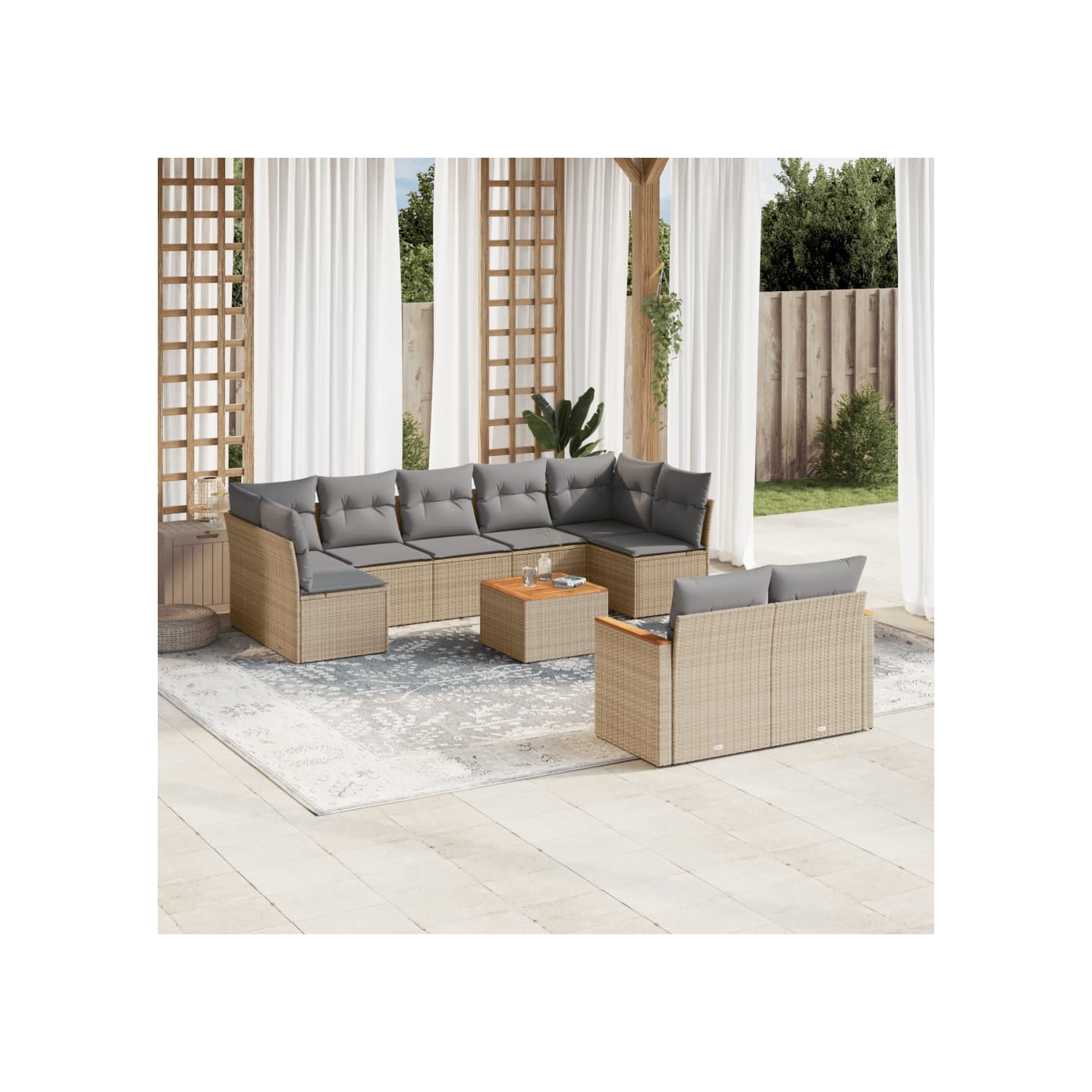 Patio Sofa Set 9 place Mélange de beiges
