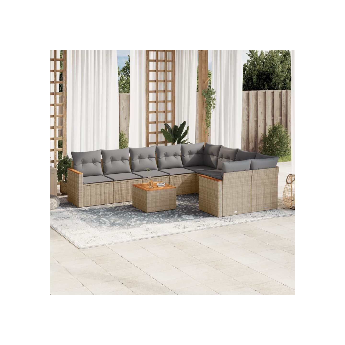 Patio Sofa Set 9 place Mélange de beiges
