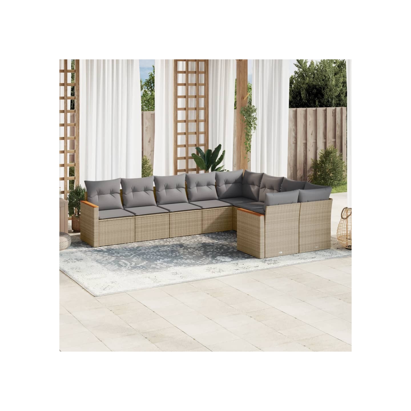 Patio Sofa Set 9 place Mélange de beiges