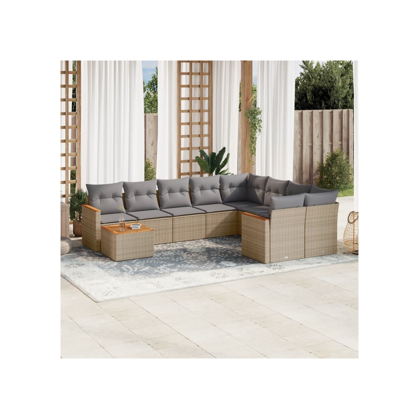 Patio Sofa Set 9,0 place Mélange de beiges