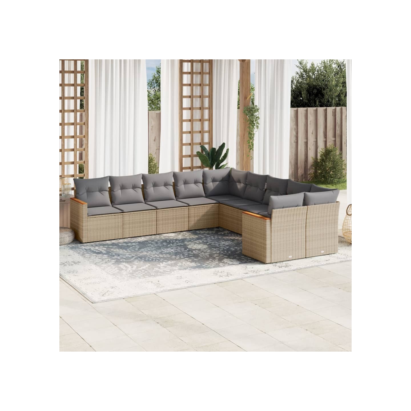 Patio Sofa Set 10 place Mélange de beiges