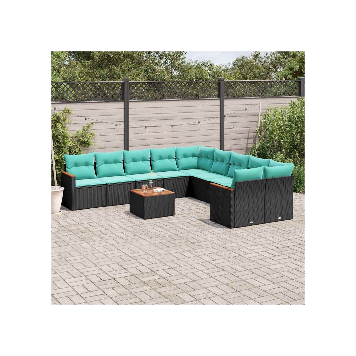 Ensemble de canapé de jardin 11 pcs avec coussins noir