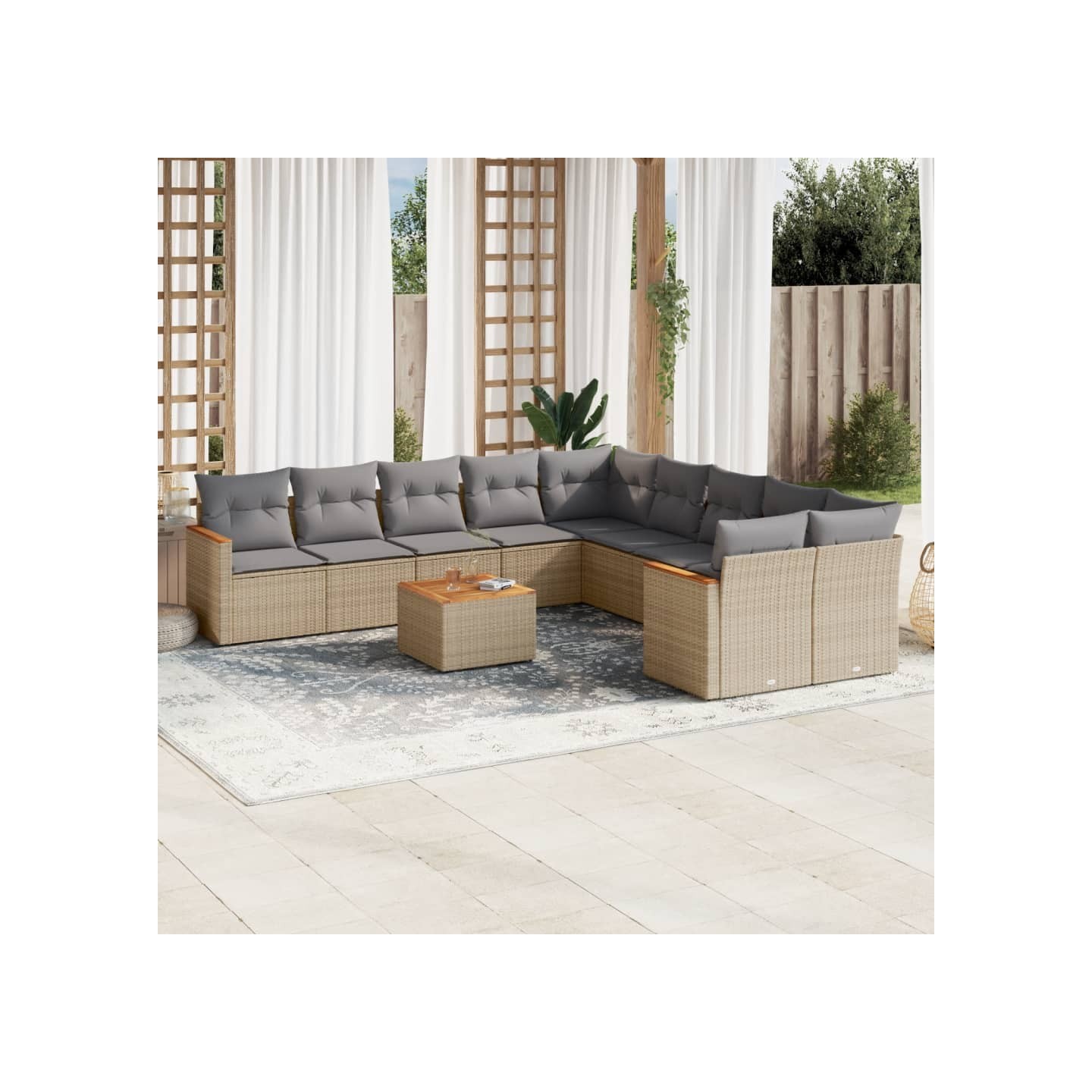 Patio Sofa Set 10 place Mélange de beiges