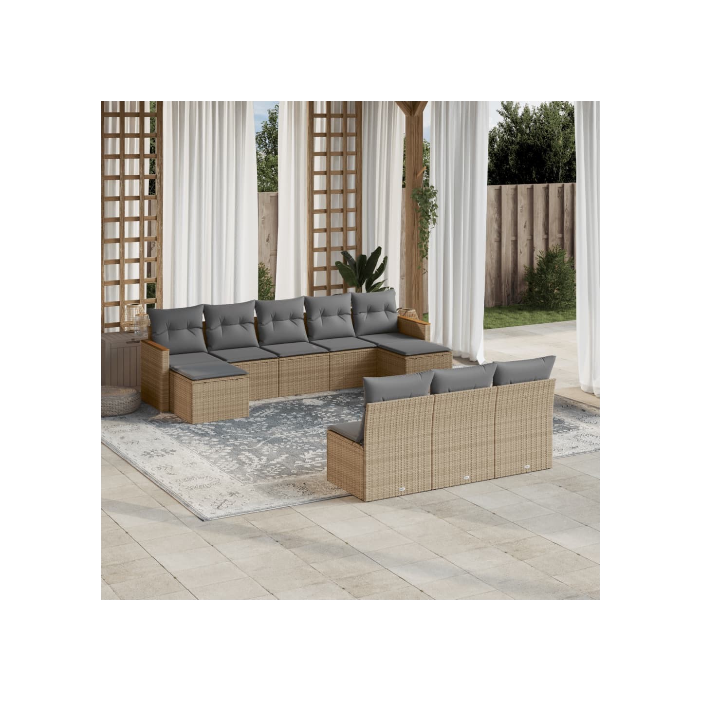 Patio Sofa Set 10 place Mélange de beiges