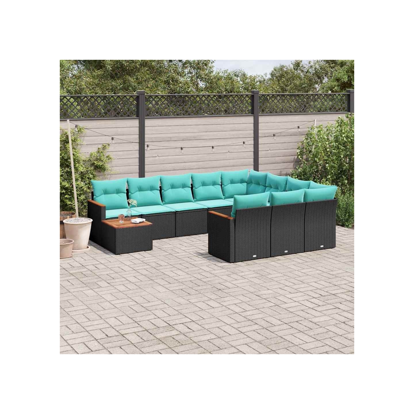 Ensemble de canapé de jardin 11 pcs avec coussins noir