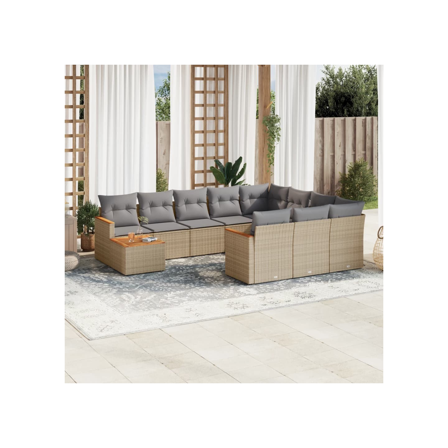 Patio Sofa Set 10 place Mélange de beiges