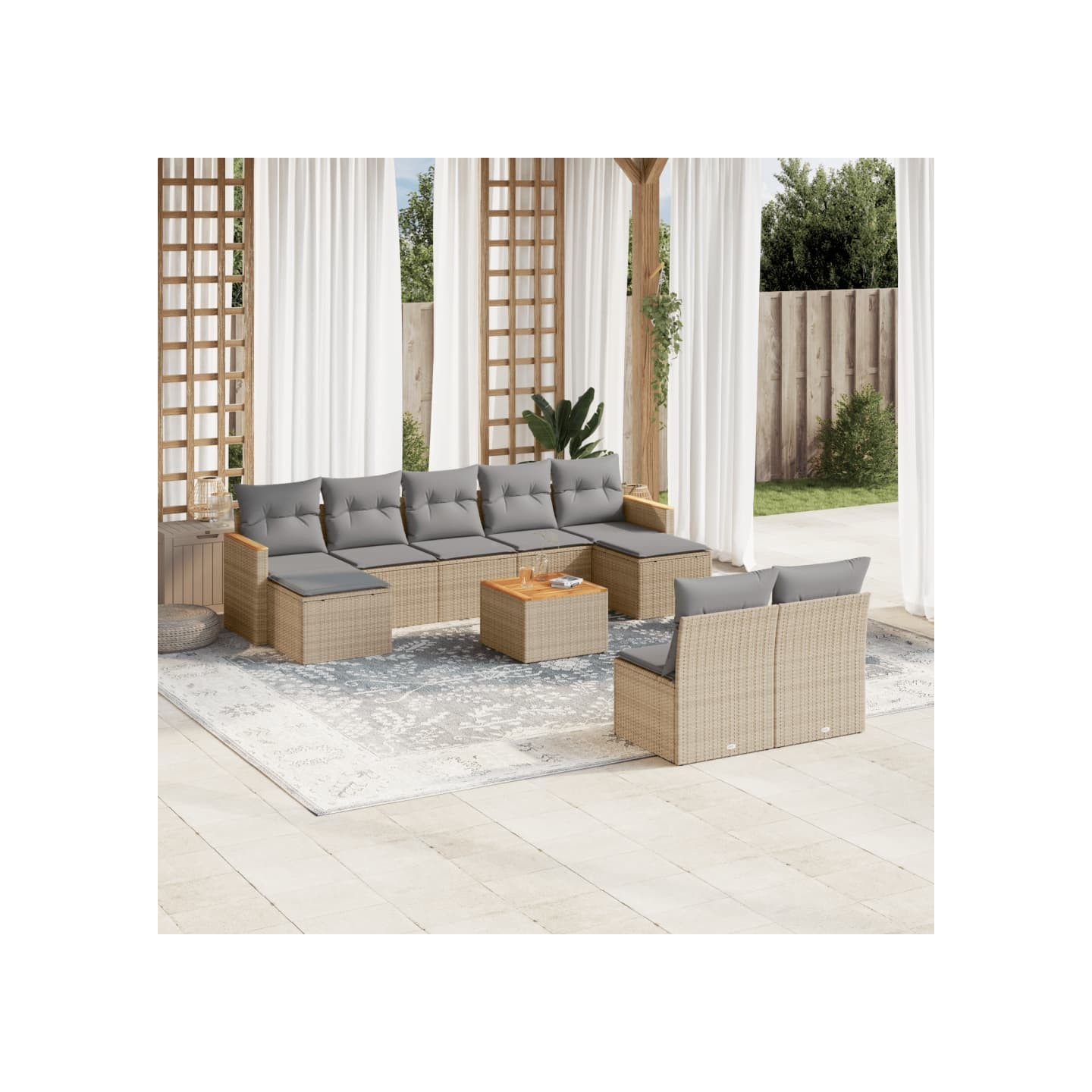 Patio Sofa Set 9 place Mélange de beiges