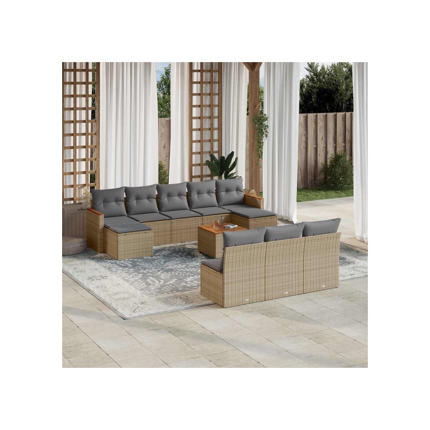 Patio Sofa Set 10 place Mélange de beiges