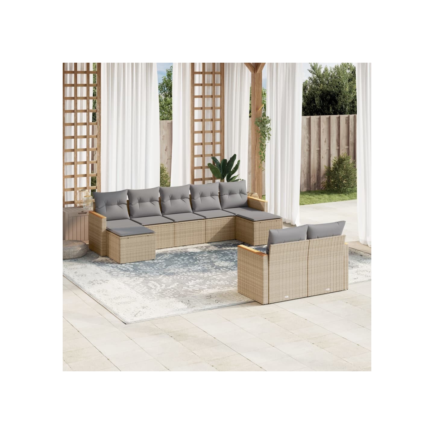 Patio Sofa Set 9 place Mélange de beiges