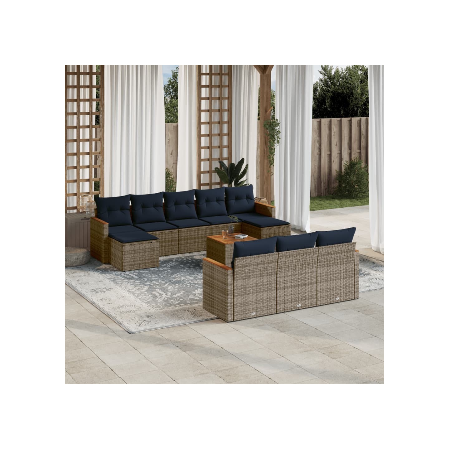 Ensemble de canapé de jardin 11 pcs avec coussins gris