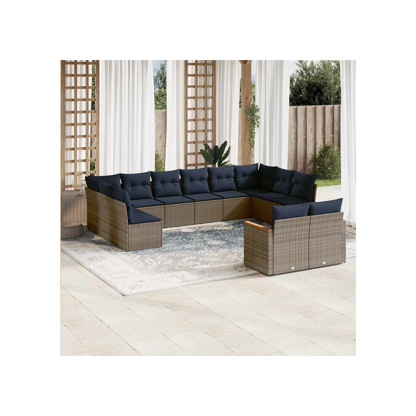 Ensemble de canapé de jardin 12 pcs avec coussins gris