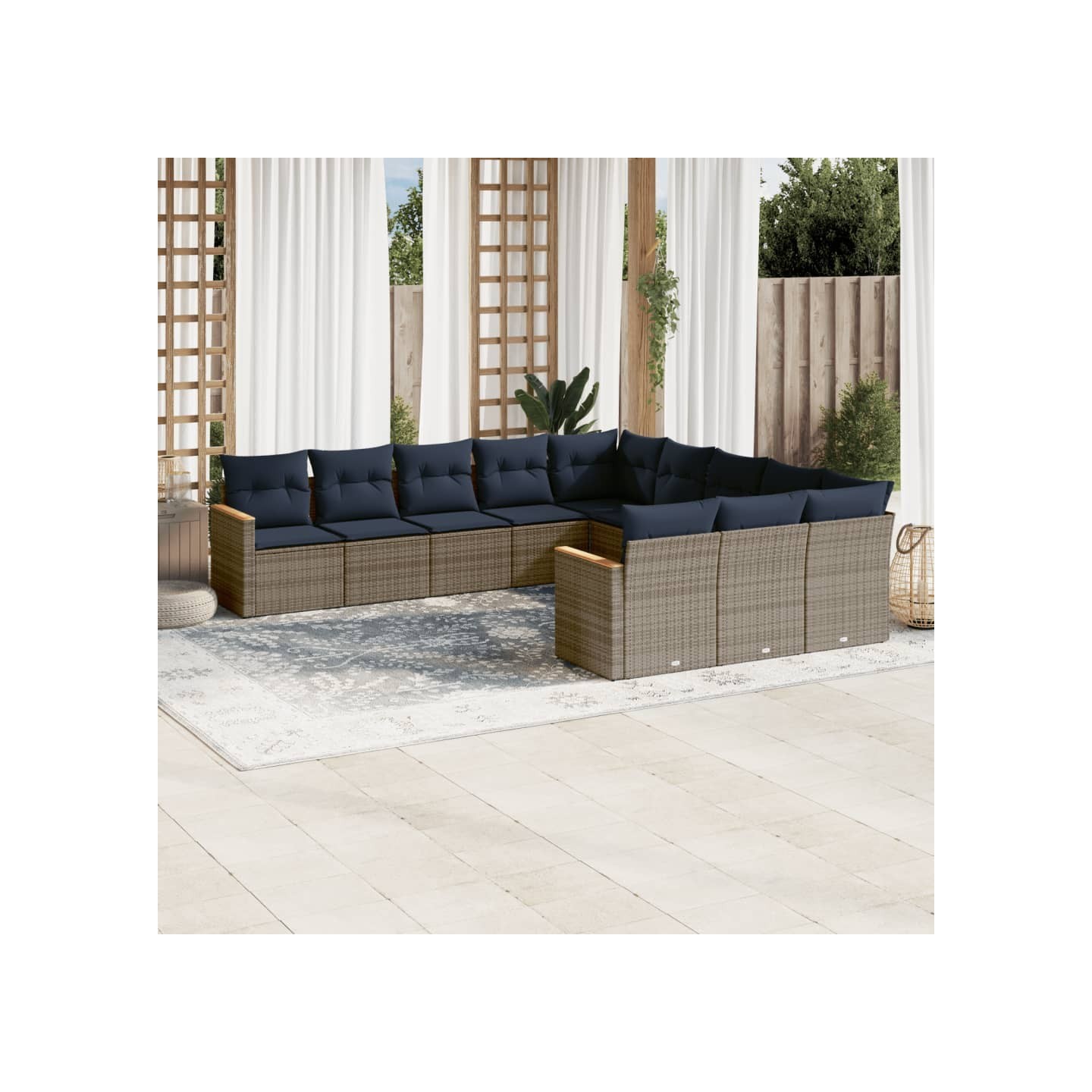 Ensemble de canapé de jardin 11 pcs avec coussins gris