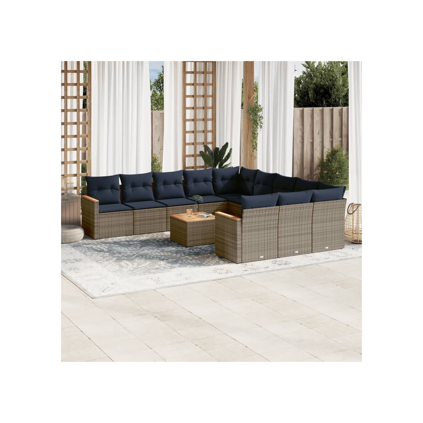 Ensemble de canapé de jardin 12 pcs avec coussins gris