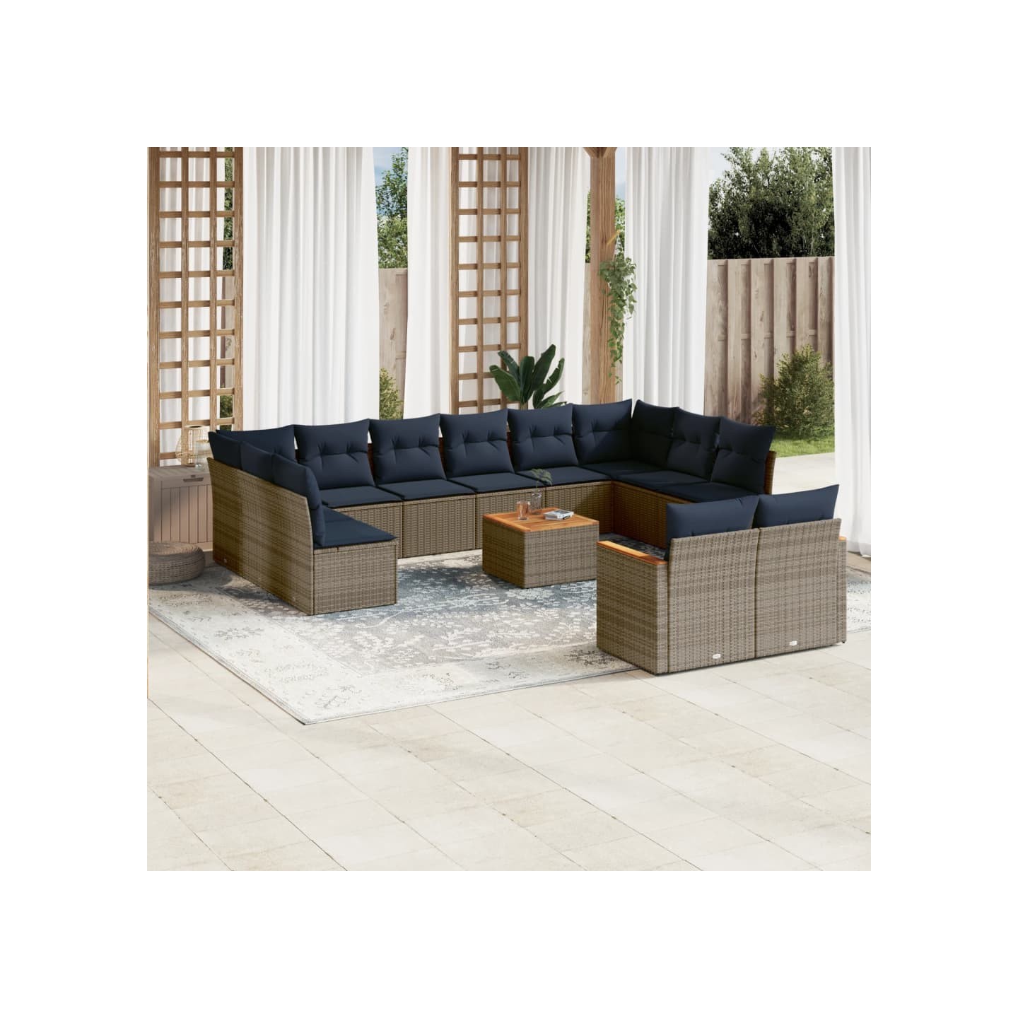 Ensemble de canapé de jardin 13 pcs avec coussins gris