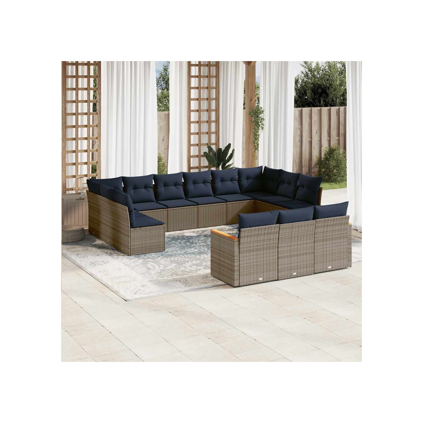 Ensemble de canapé de jardin 13 pcs avec coussins gris