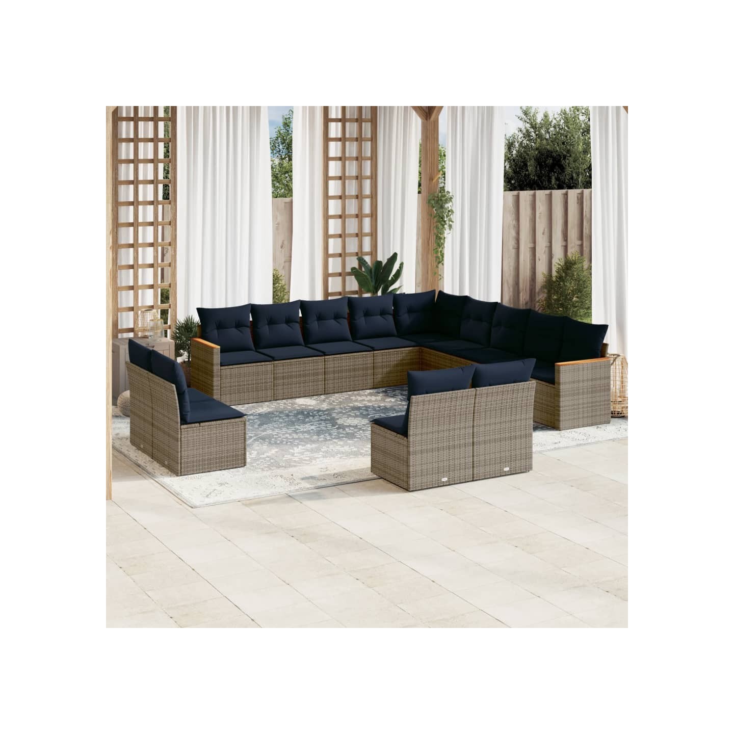Ensemble de canapé de jardin 13 pcs avec coussins gris