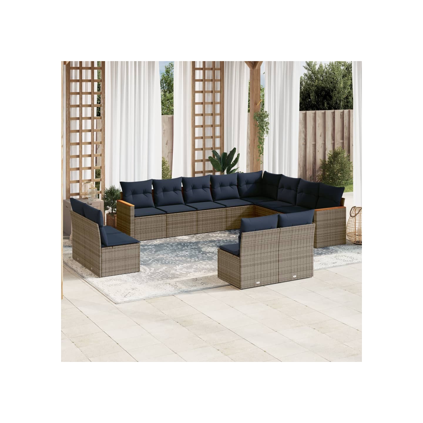 Ensemble de canapé de jardin 12 pcs avec coussins gris