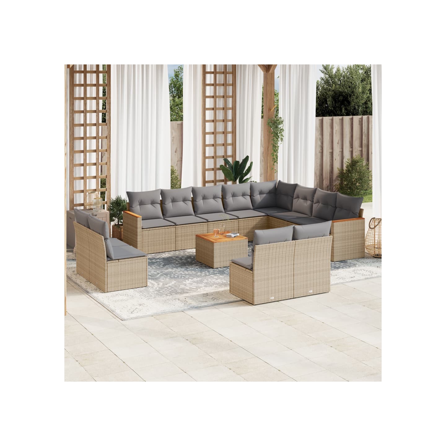 Patio Sofa Set 12 place Mélange de beiges