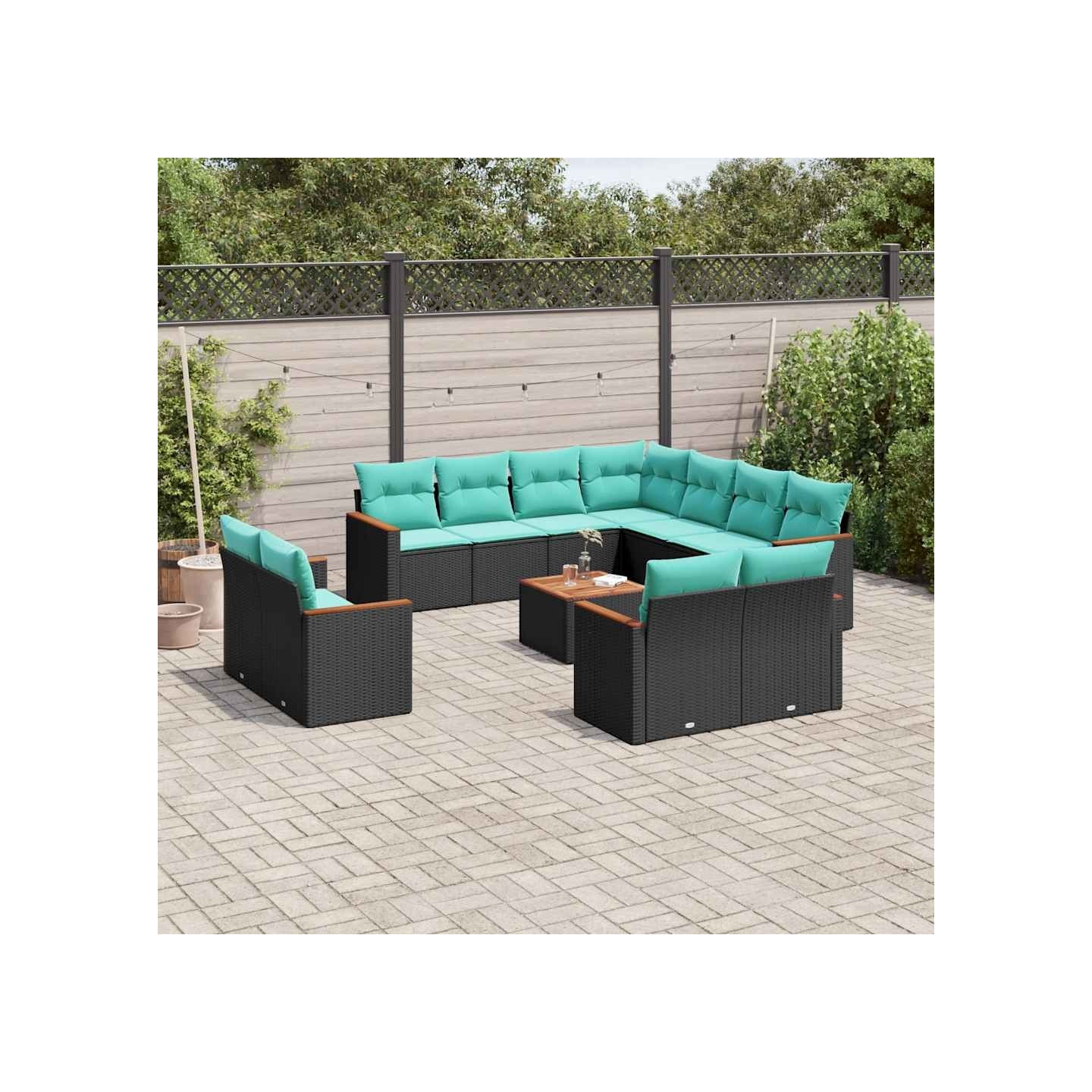 Ensemble de canapé de jardin 12 pcs avec coussins noir
