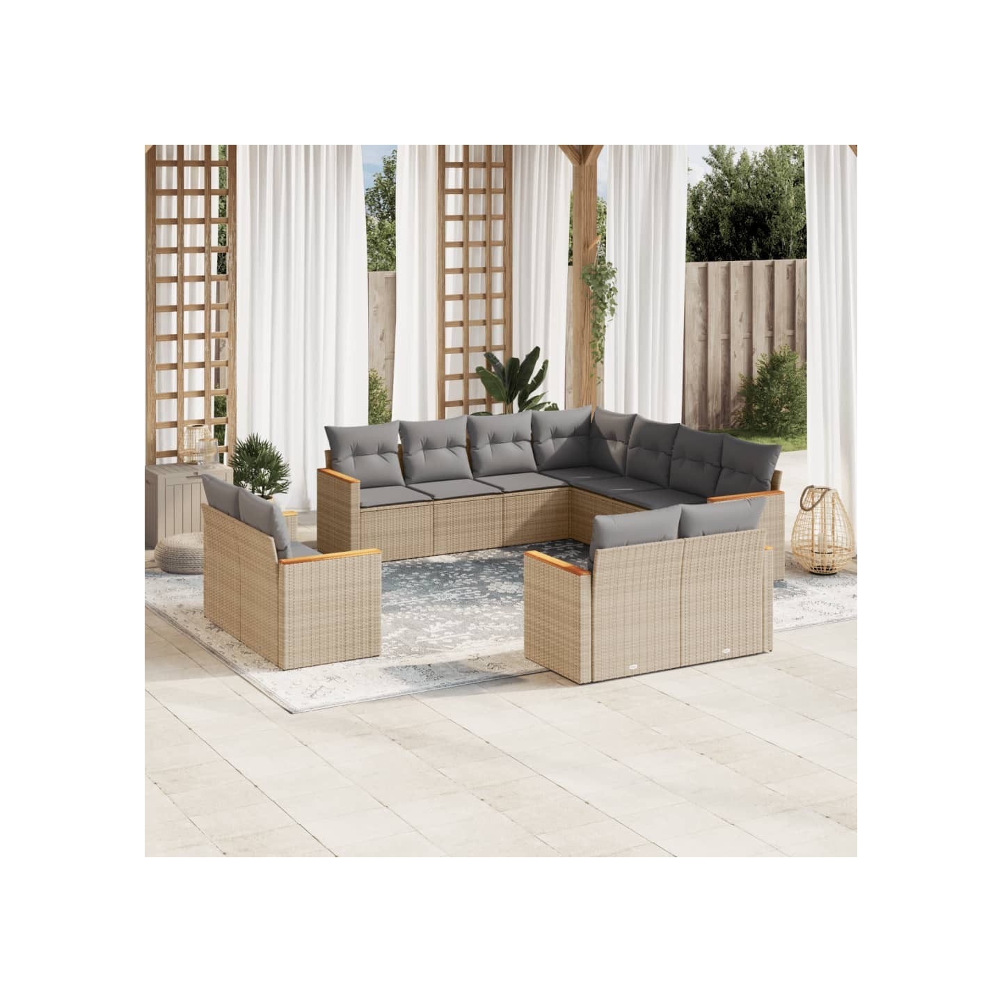 Patio Sofa Set 11 place Mélange de beiges