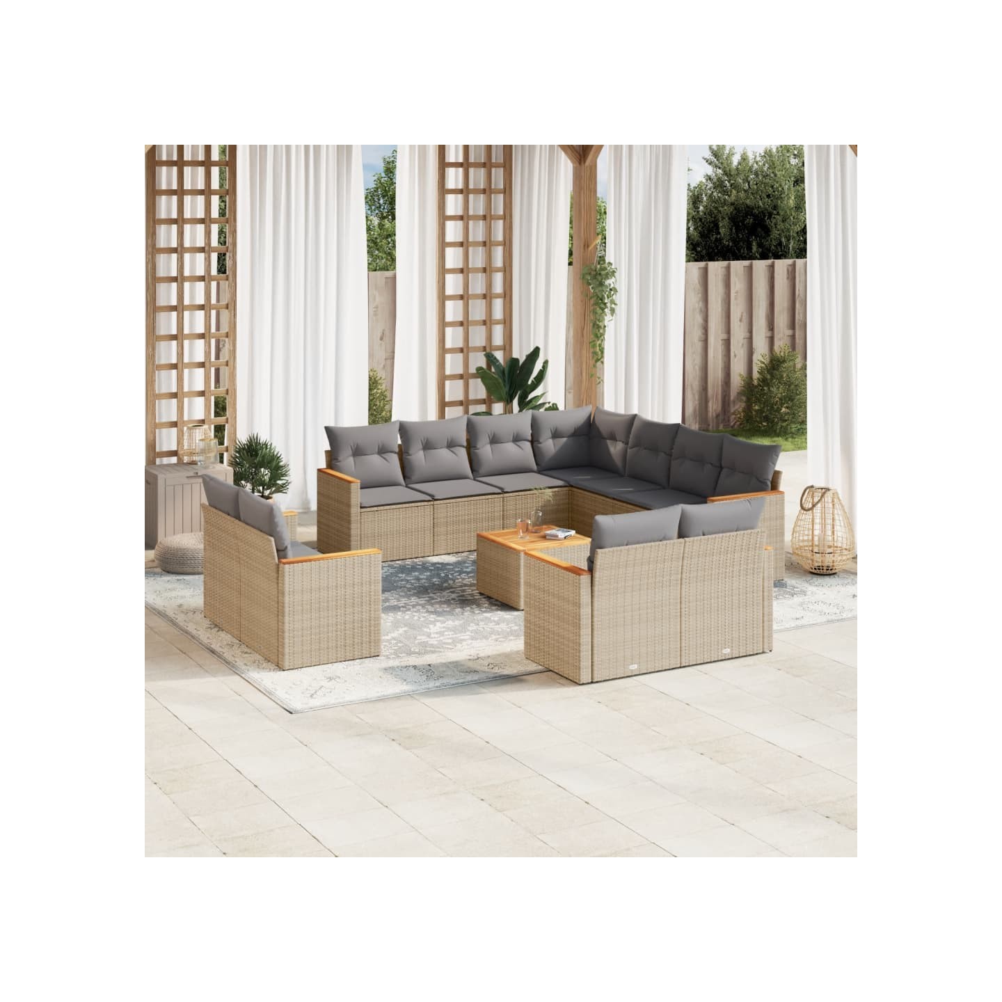 Patio Sofa Set 11 place Mélange de beiges