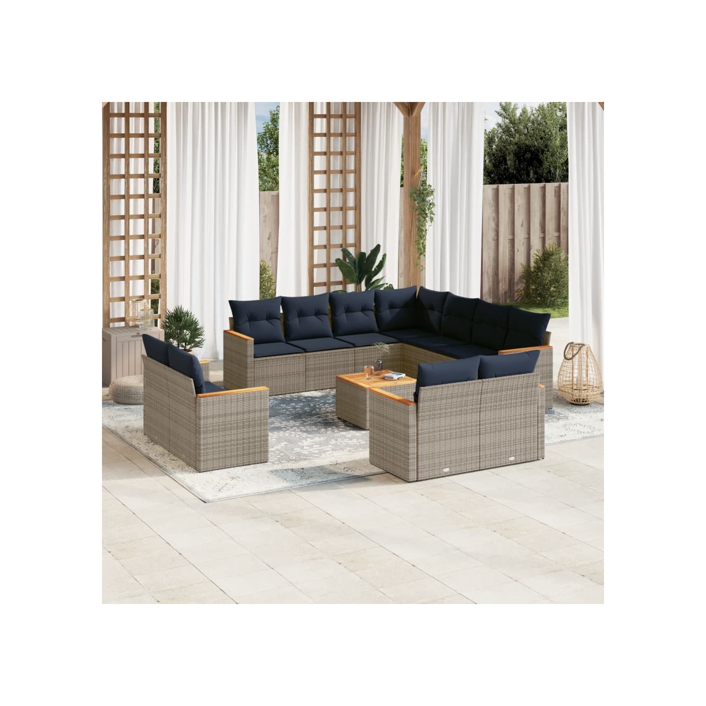 Ensemble de canapé de jardin 12 pcs avec coussins gris