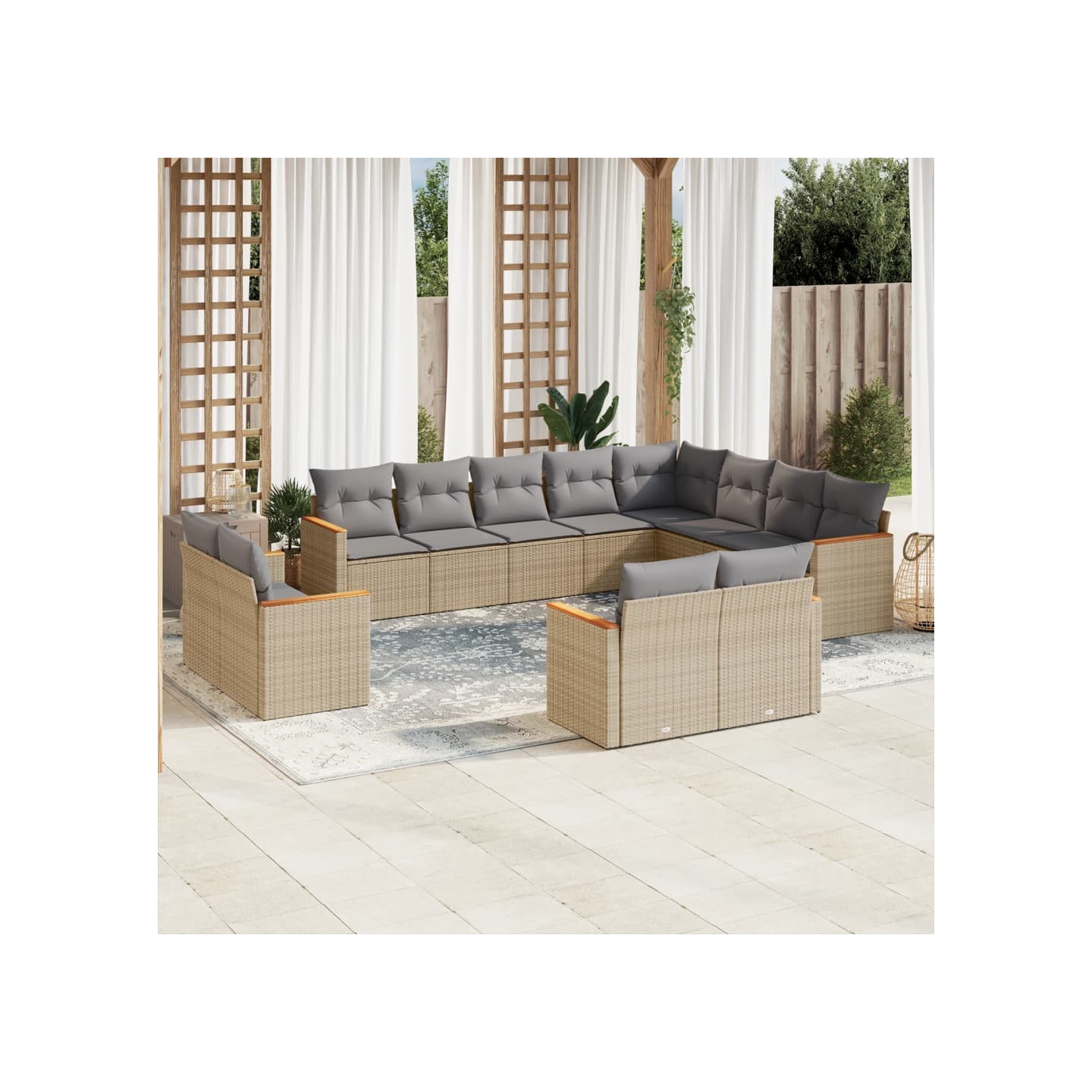 Patio Sofa Set 12 place Mélange de beiges