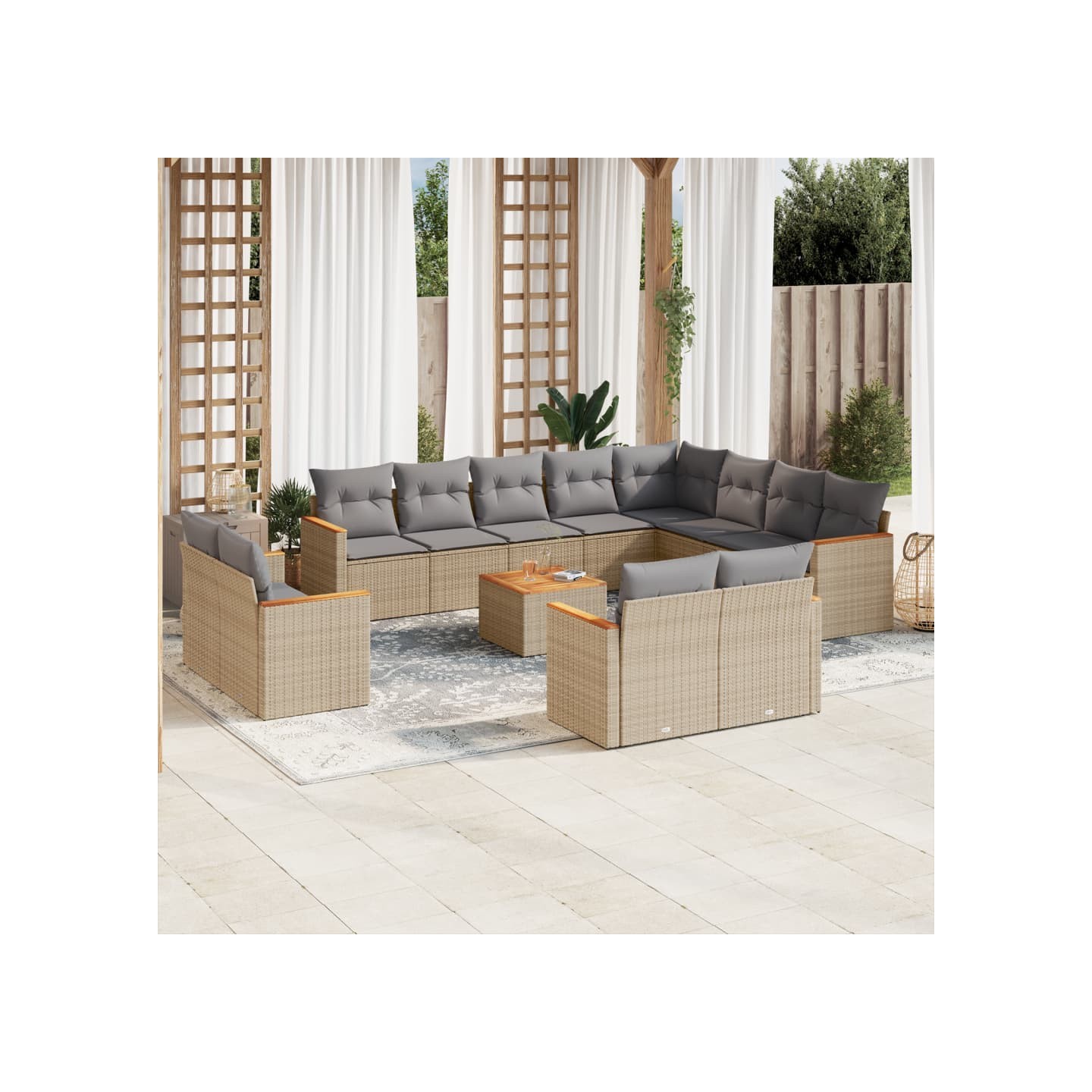 Patio Sofa Set 12 place Mélange de beiges