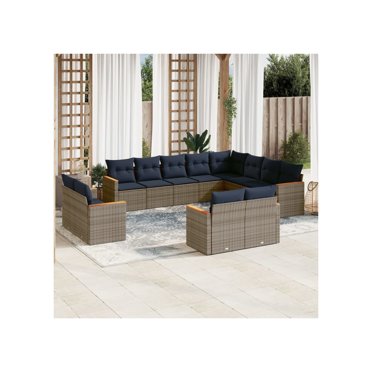 Ensemble de canapé de jardin 12 pcs avec coussins gris