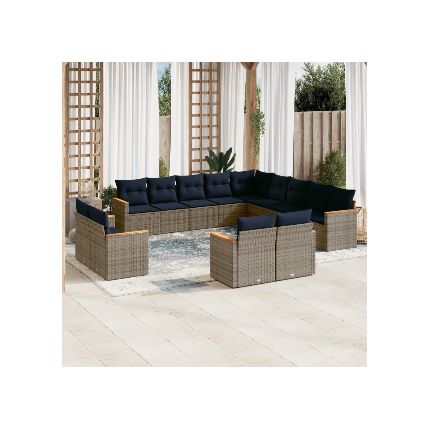 Ensemble de canapé de jardin 13 pcs avec coussins gris