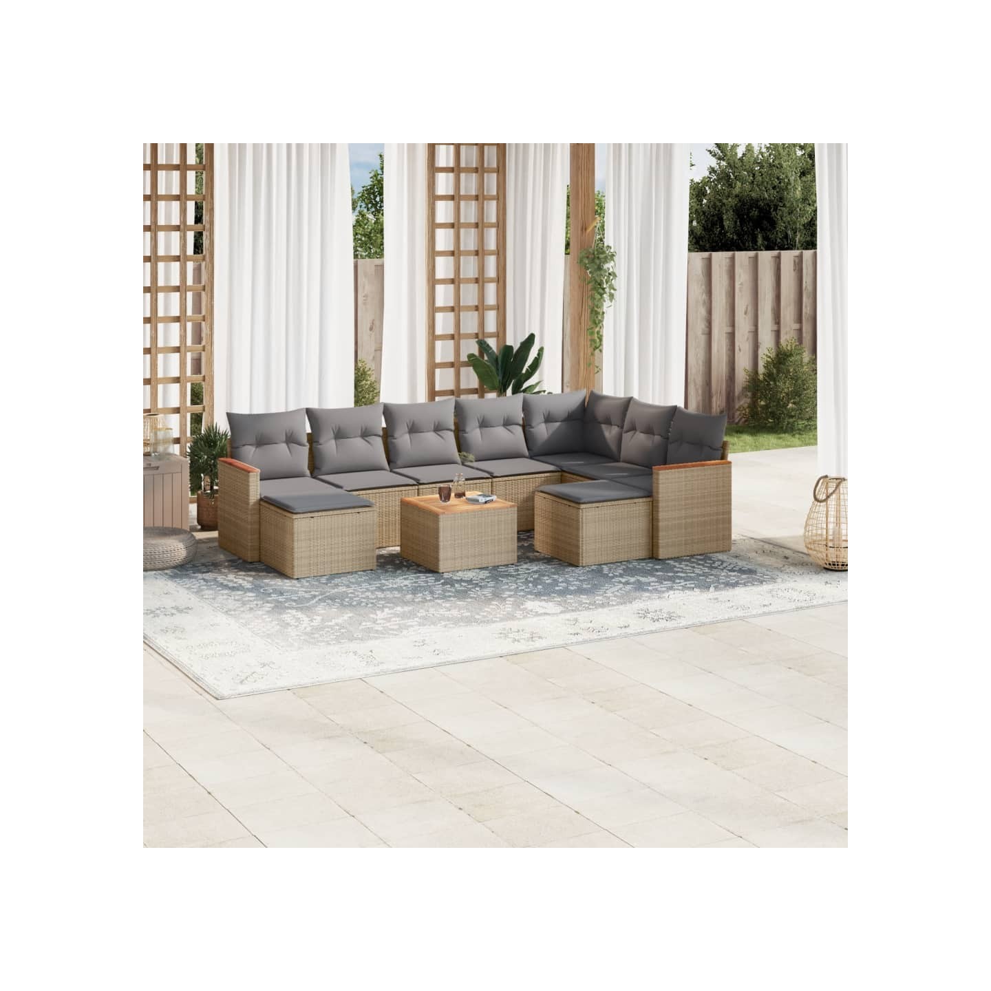 Patio Sofa Set 10 place Mélange de beiges