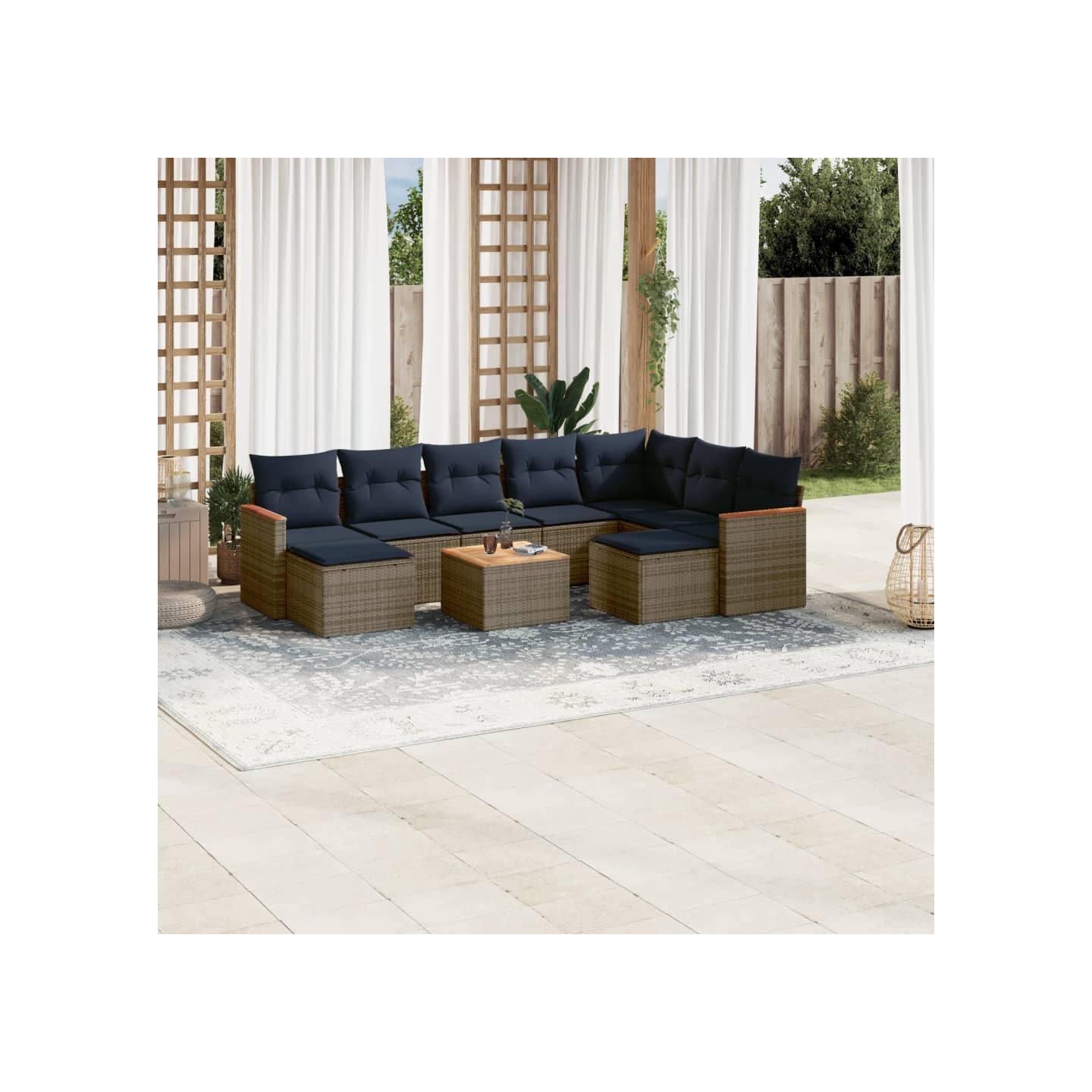 Ensemble de canapé de jardin 10 pcs avec coussins gris