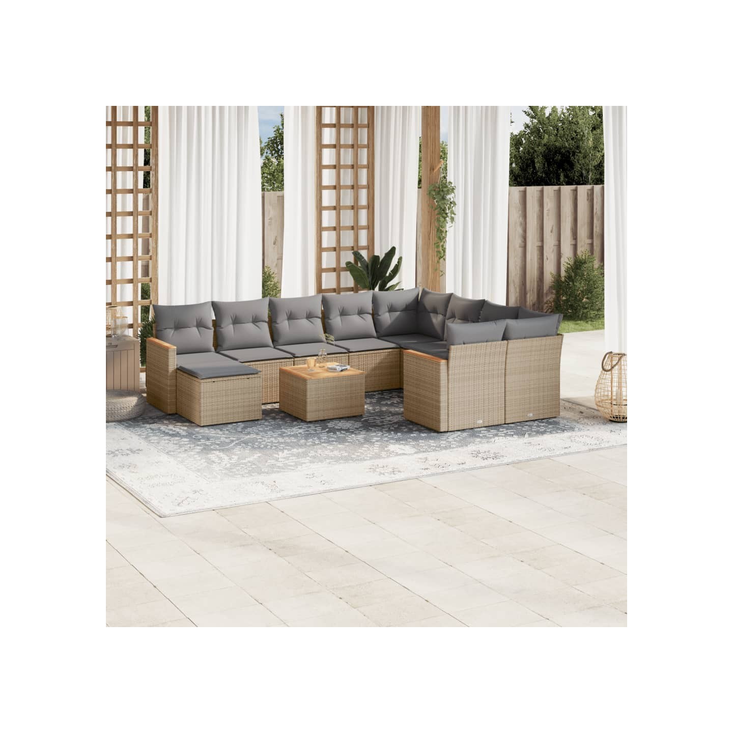 Patio Sofa Set 11 place Mélange de beiges